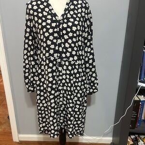 🏈FINAL DROP🏈 Kate Spade Black and White Floral Dress L Large